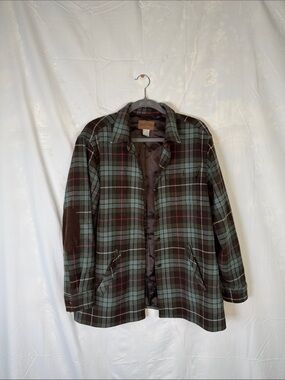 Pendleton Green and Brown Plaid Wool Field Jacket